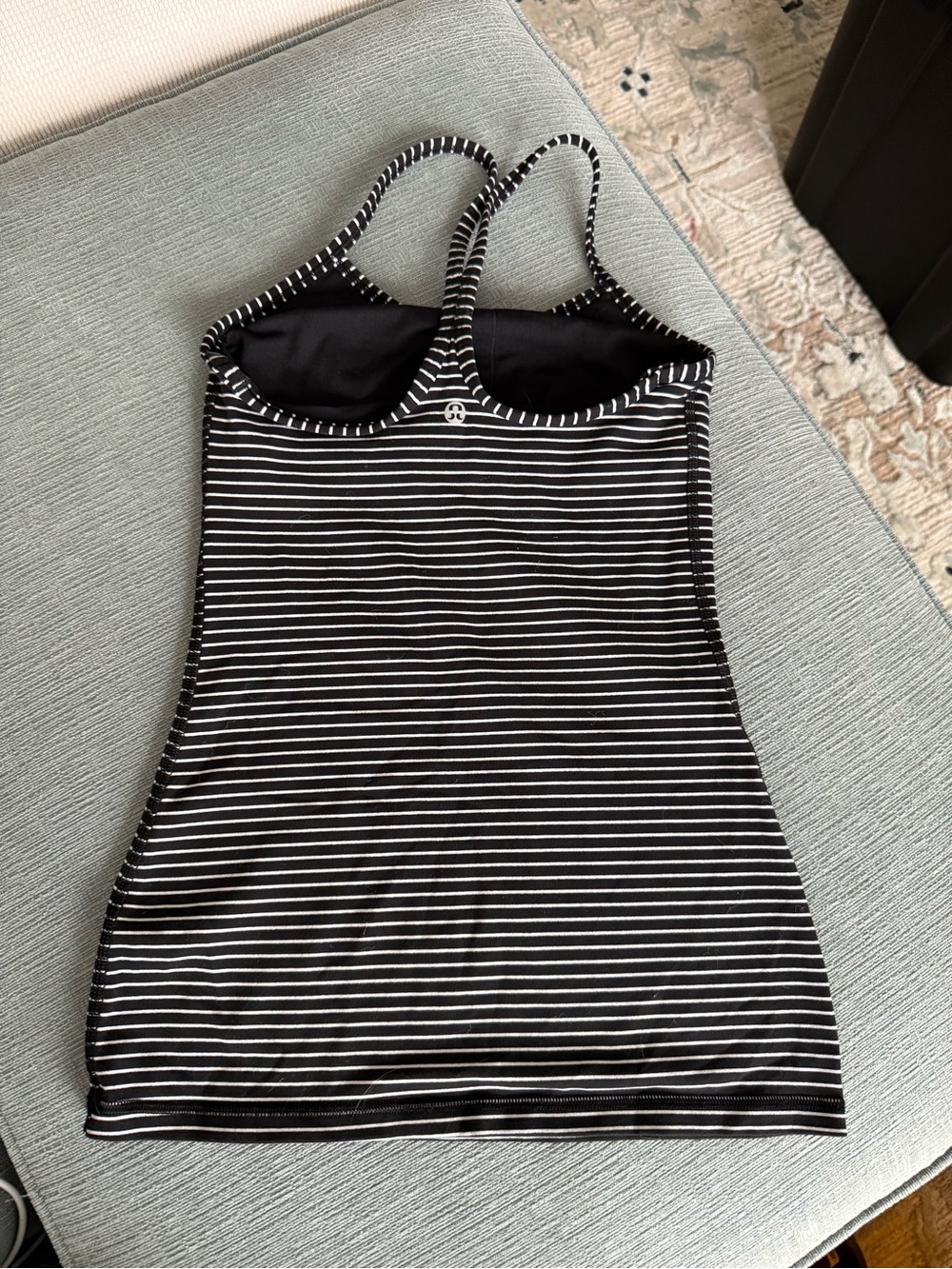 Lululemon Black & White Striped Tank with Built-In Shelf Bra